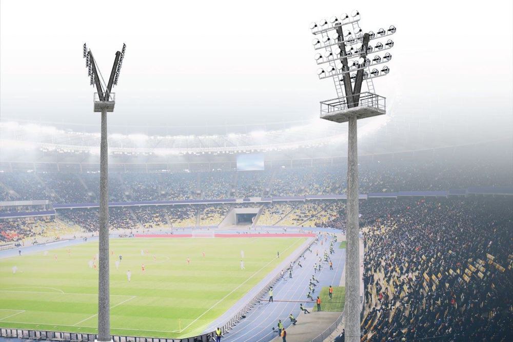 HDF 22 m stadium mast with two headframes