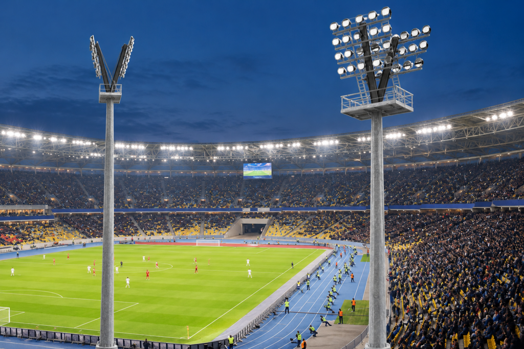 Mât de stade HDF 22 m à deux herses